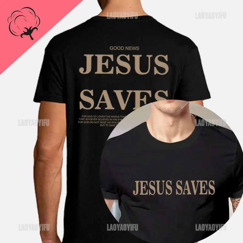 Jesus Saves Christian Apparel Print Aesthetic T Shirts Men Women Fashion Casual Vintage Short Sleeve T-Shirt Cotton Camisetas