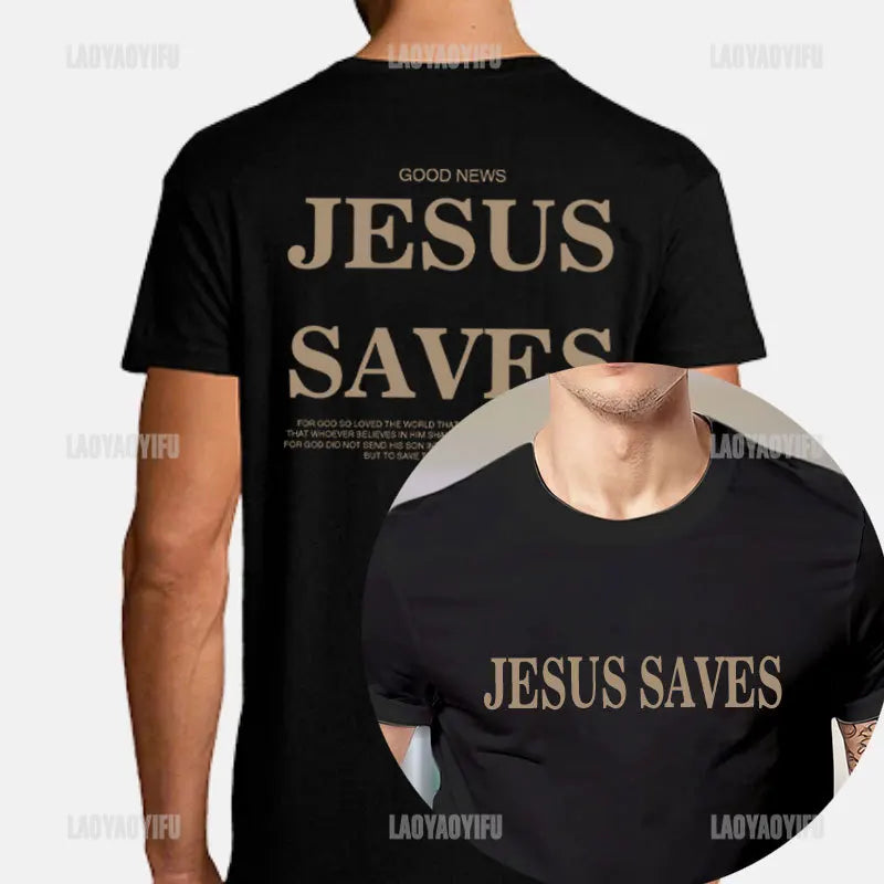 Jesus Saves Christian Apparel Print Aesthetic T Shirts Men Women Fashion Casual Vintage Short Sleeve T-Shirt Cotton Camisetas