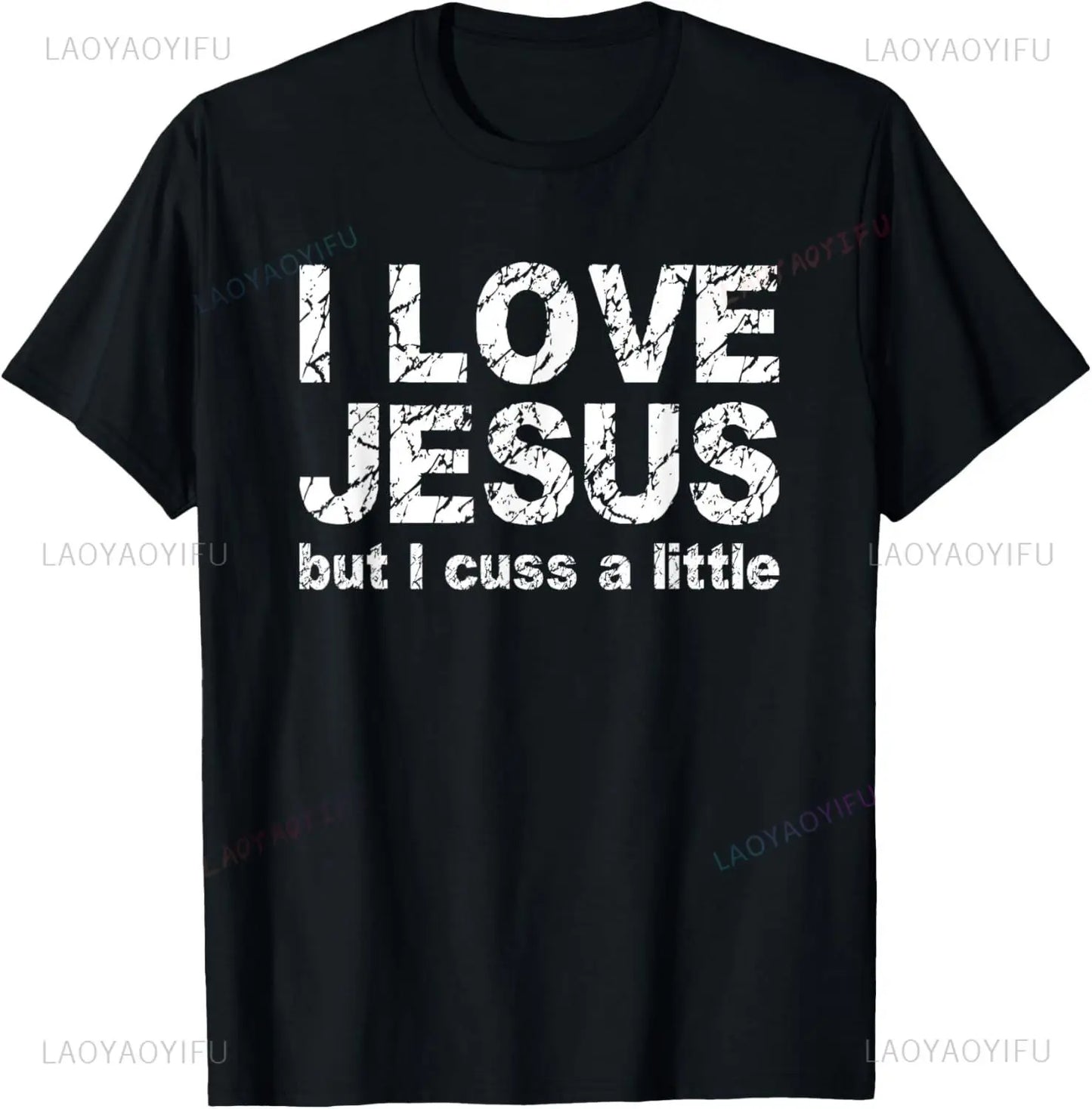 I Love Jesus T Shirt for Men Short Sleeved God Cross Religion T-Shirt Church Christian Tshirt Fashion Street Tee Top Gift
