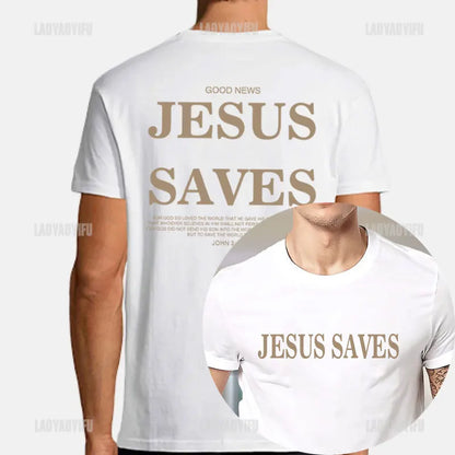 Jesus Saves Christian Apparel Print Aesthetic T Shirts Men Women Fashion Casual Vintage Short Sleeve T-Shirt Cotton Camisetas